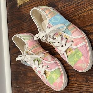 Coach lace up size 7 pastel pattern